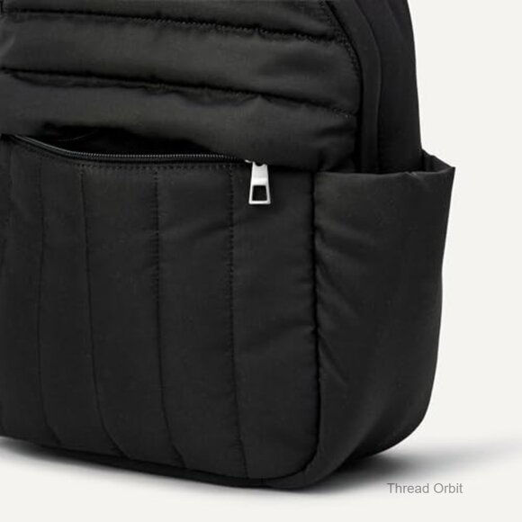 Small Quilted Backpack with Adjustable Straps and Multiple Pockets